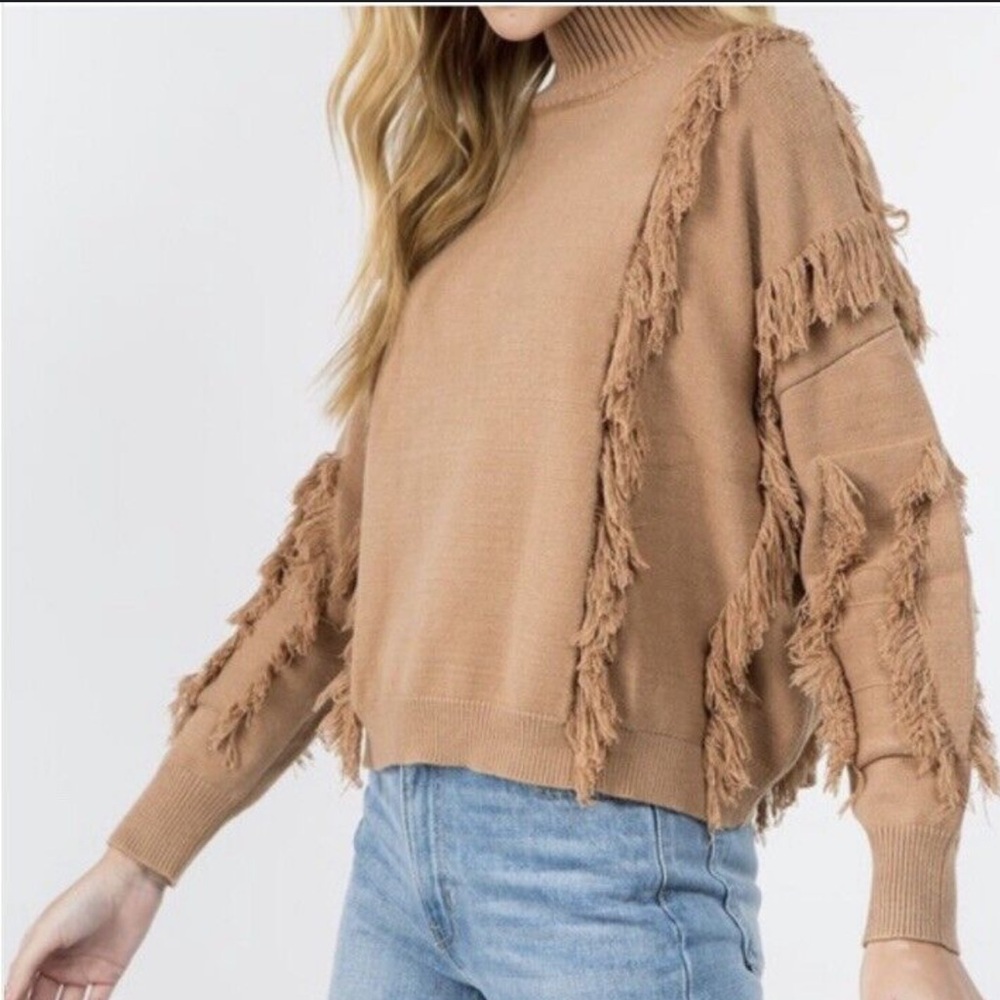 Fanco Tan Fringe Sweater S